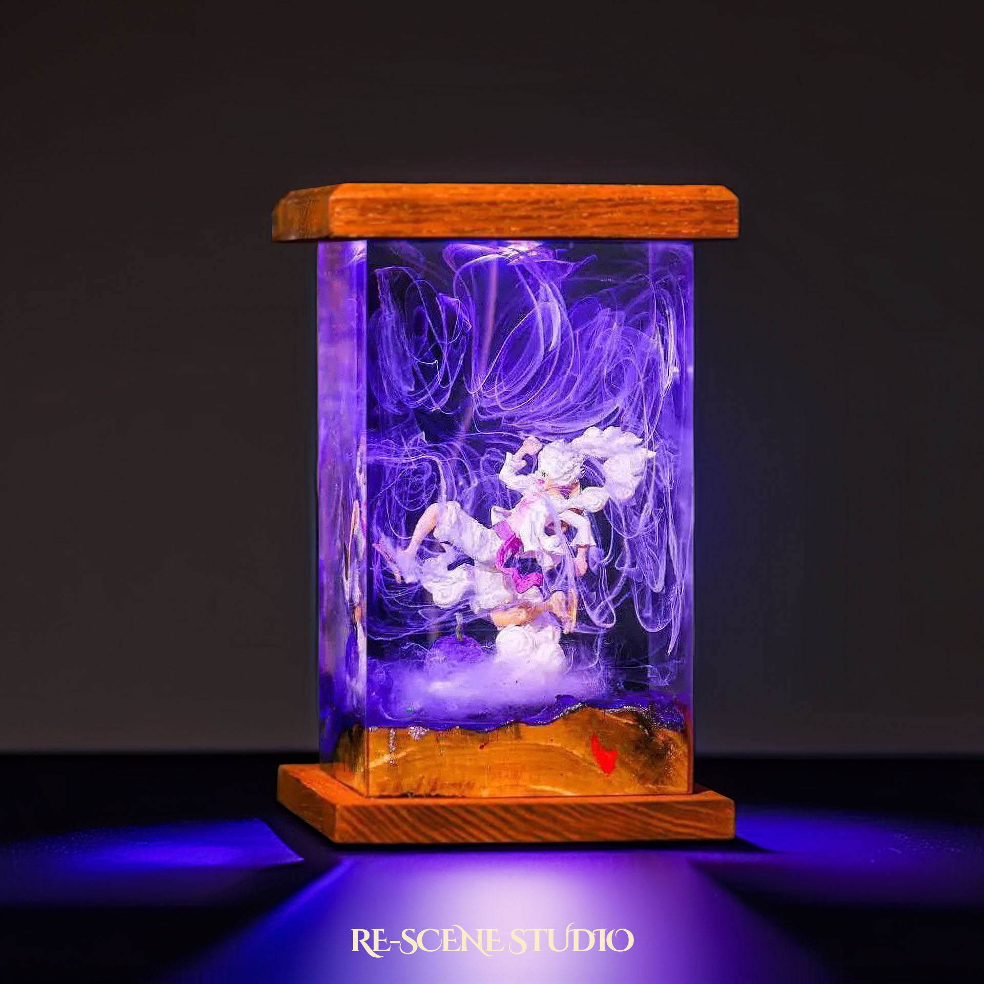 Luffy Gear 5 Resin Lamp 03 - One Piece Multicolor / Size M: 6 x 6 x 12 (cm) – Handmade Epoxy Resin Lamp by Rescene Studio | Rescene Studio