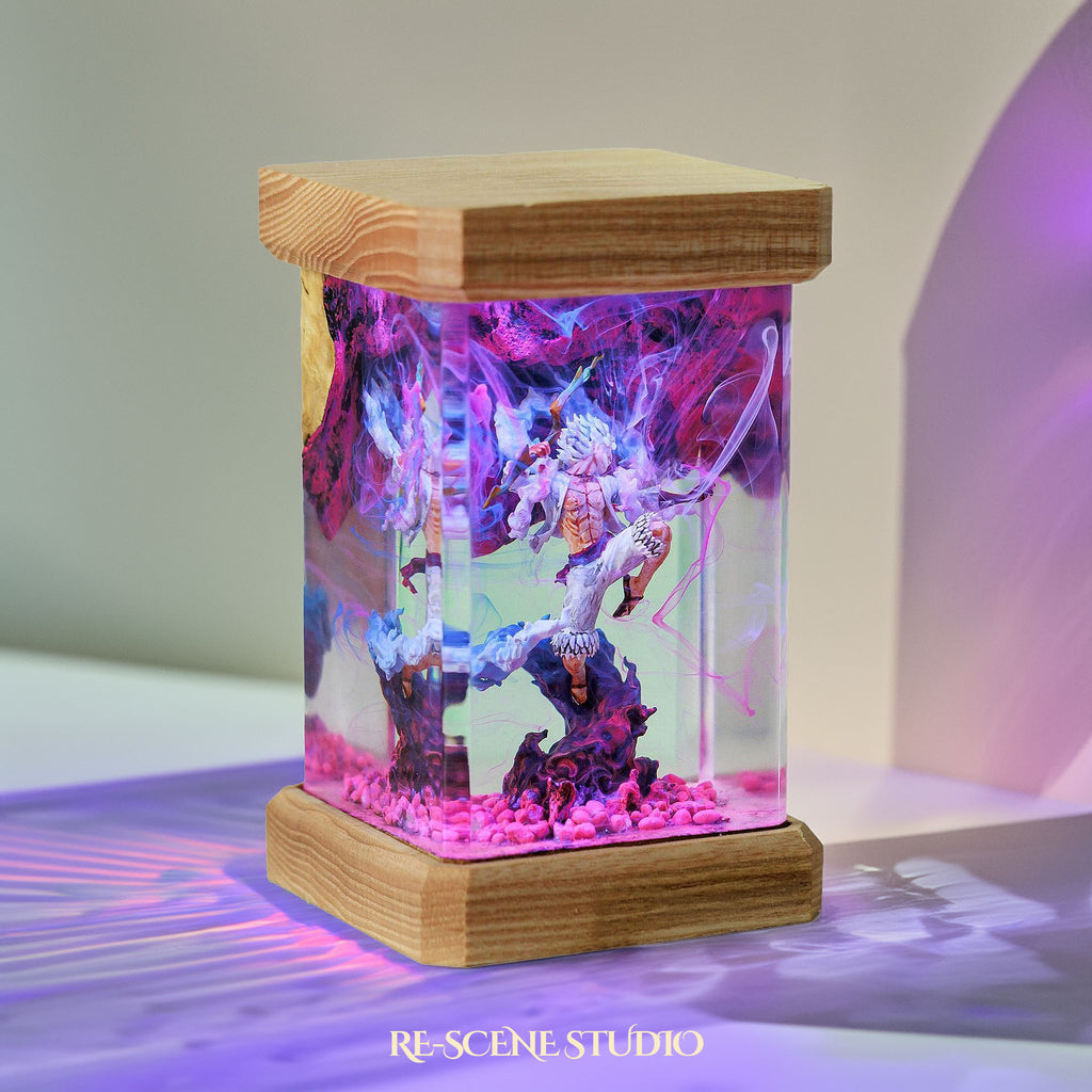 Luffy Gear 5 Resin Lamp 02 - One Piece Multicolor / Size M: 6 x 6 x 12 (cm) – Handmade Epoxy Resin Lamp by Rescene Studio | Rescene Studio