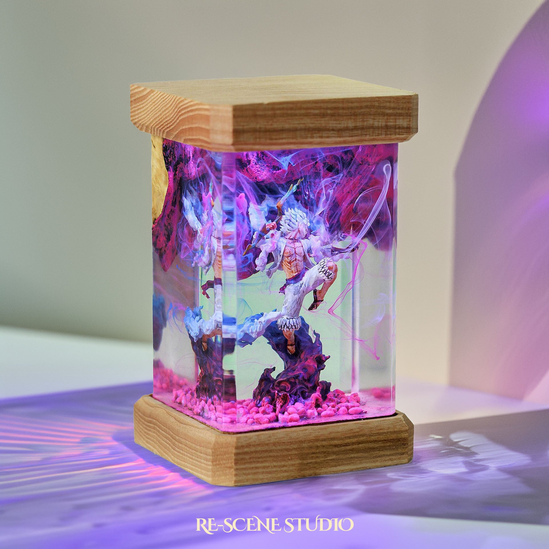 Luffy Gear 5 Resin Lamp 02 - One Piece Multicolor / Size M: 6 x 6 x 12 (cm) – Handmade Epoxy Resin Lamp by Rescene Studio | Rescene Studio
