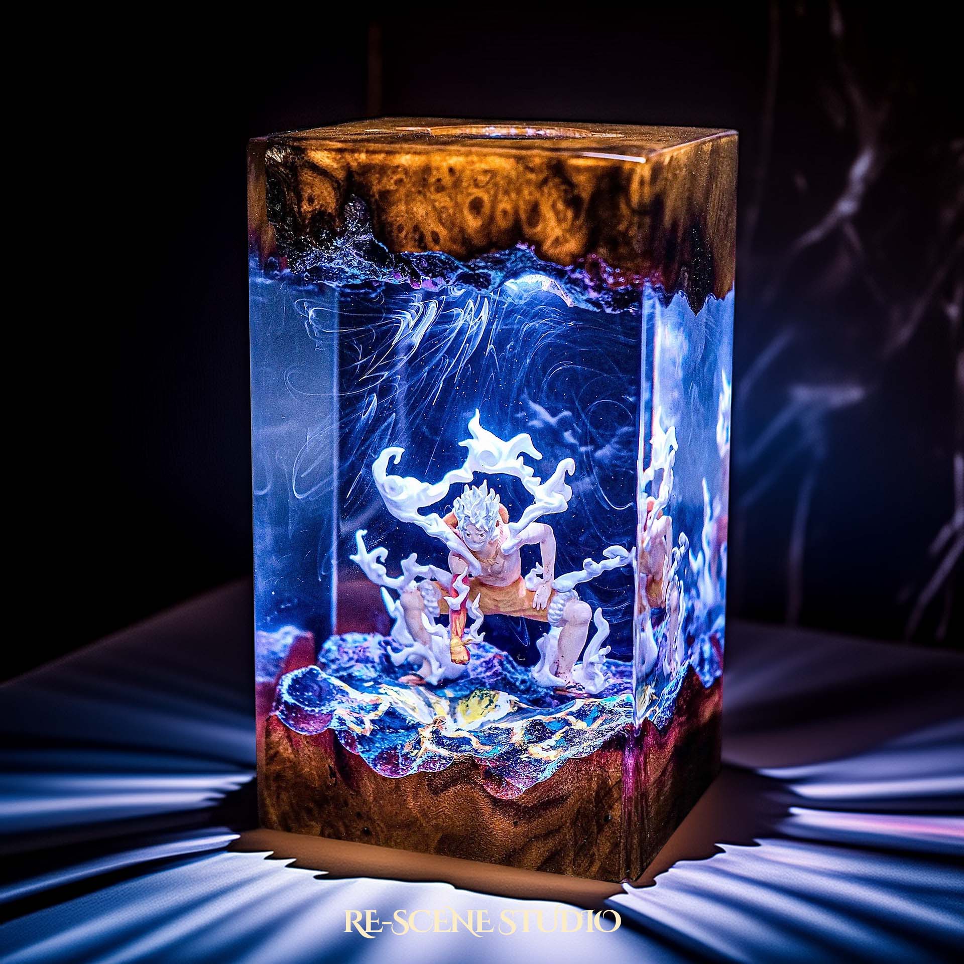 Luffy Gear 5 Resin Lamp 01 - One Piece Multicolor / Size M: 7 x 13 x 7 (cm) – Handmade Epoxy Resin Lamp by Rescene Studio | Rescene Studio