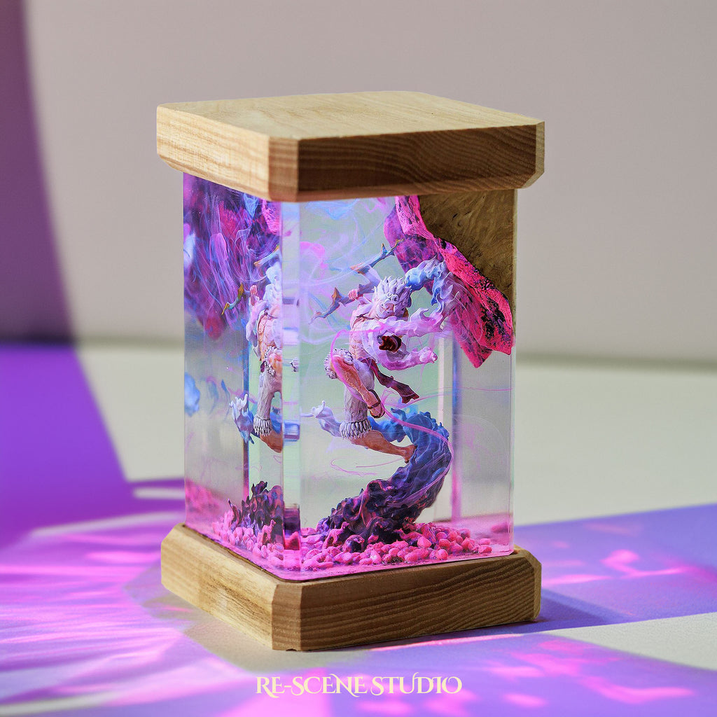 Luffy Gear 5 Resin Lamp 02 - One Piece Multicolor / Size M: 6 x 6 x 12 (cm) – Handmade Epoxy Resin Lamp by Rescene Studio | Rescene Studio
