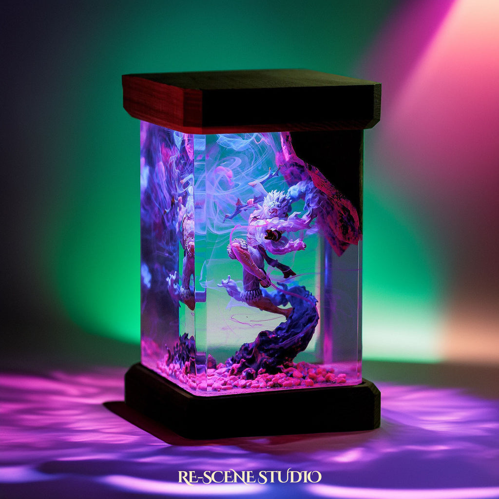 Luffy Gear 5 Resin Lamp 02 - One Piece Multicolor / Size M: 6 x 6 x 12 (cm) – Handmade Epoxy Resin Lamp by Rescene Studio | Rescene Studio