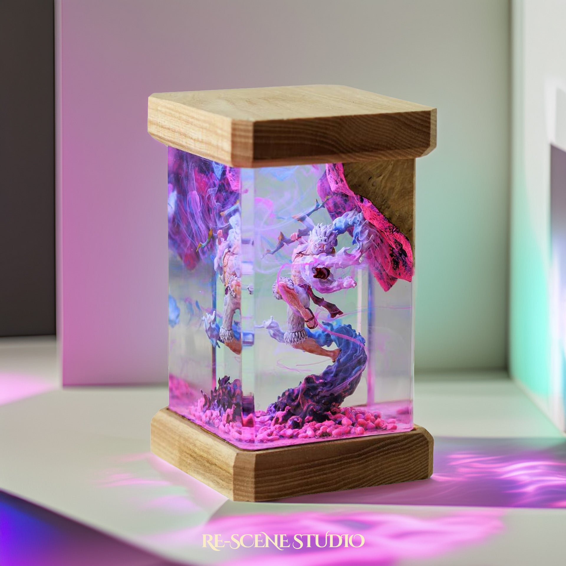 Luffy Gear 5 Resin Lamp 02 - One Piece Multicolor / Size M: 6 x 6 x 12 (cm) – Handmade Epoxy Resin Lamp by Rescene Studio | Rescene Studio