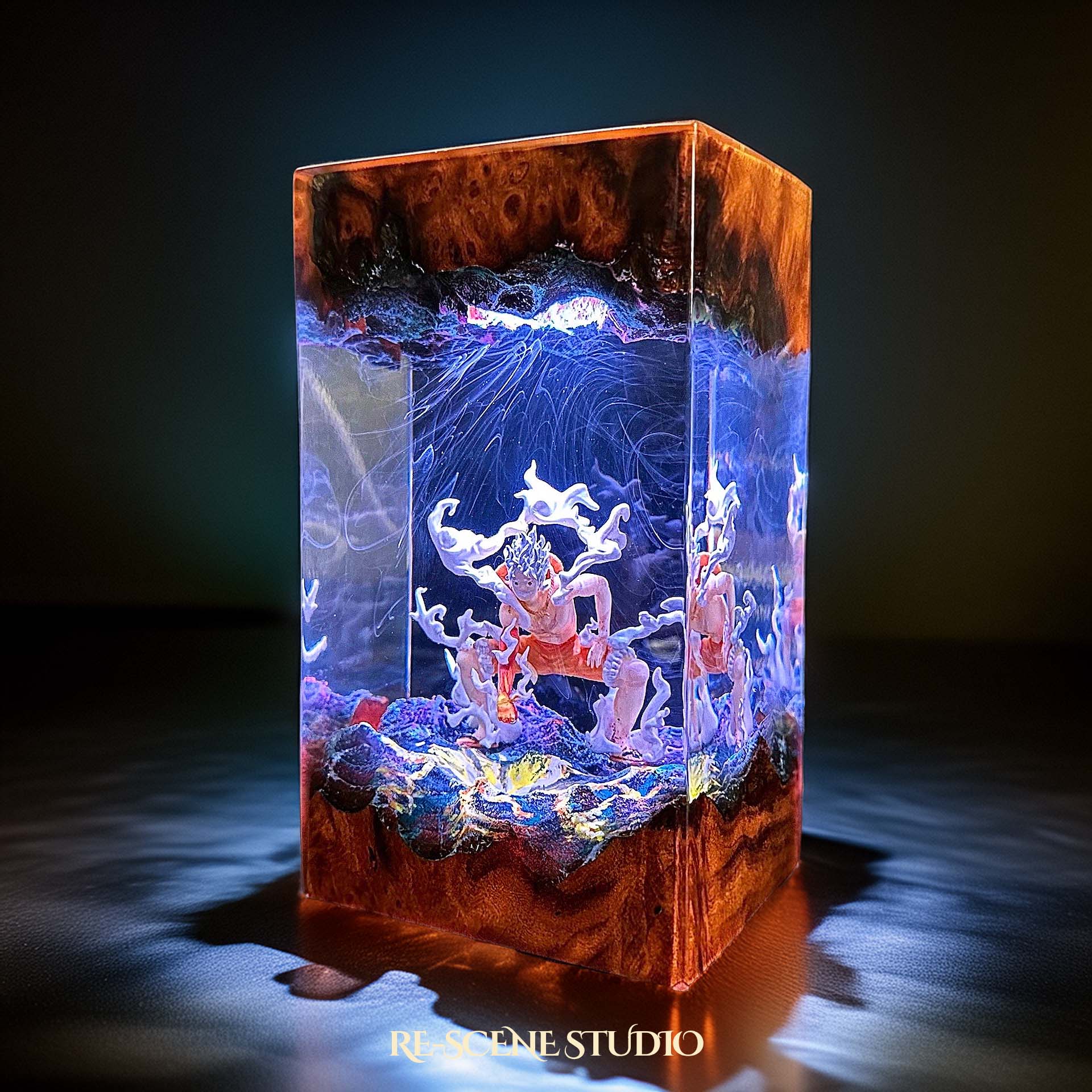 Luffy Gear 5 Resin Lamp 01 - One Piece Multicolor / Size M: 7 x 13 x 7 (cm) – Handmade Epoxy Resin Lamp by Rescene Studio | Rescene Studio