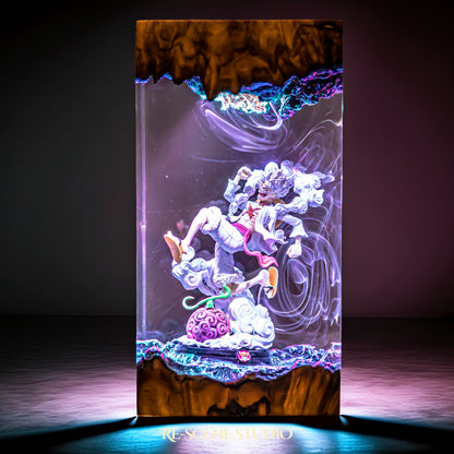 L.uffy G.ear 5 Resin Lamp 03 — Closeup Detail | Original Epoxy Resin Sculpture with Built-in LED Glow