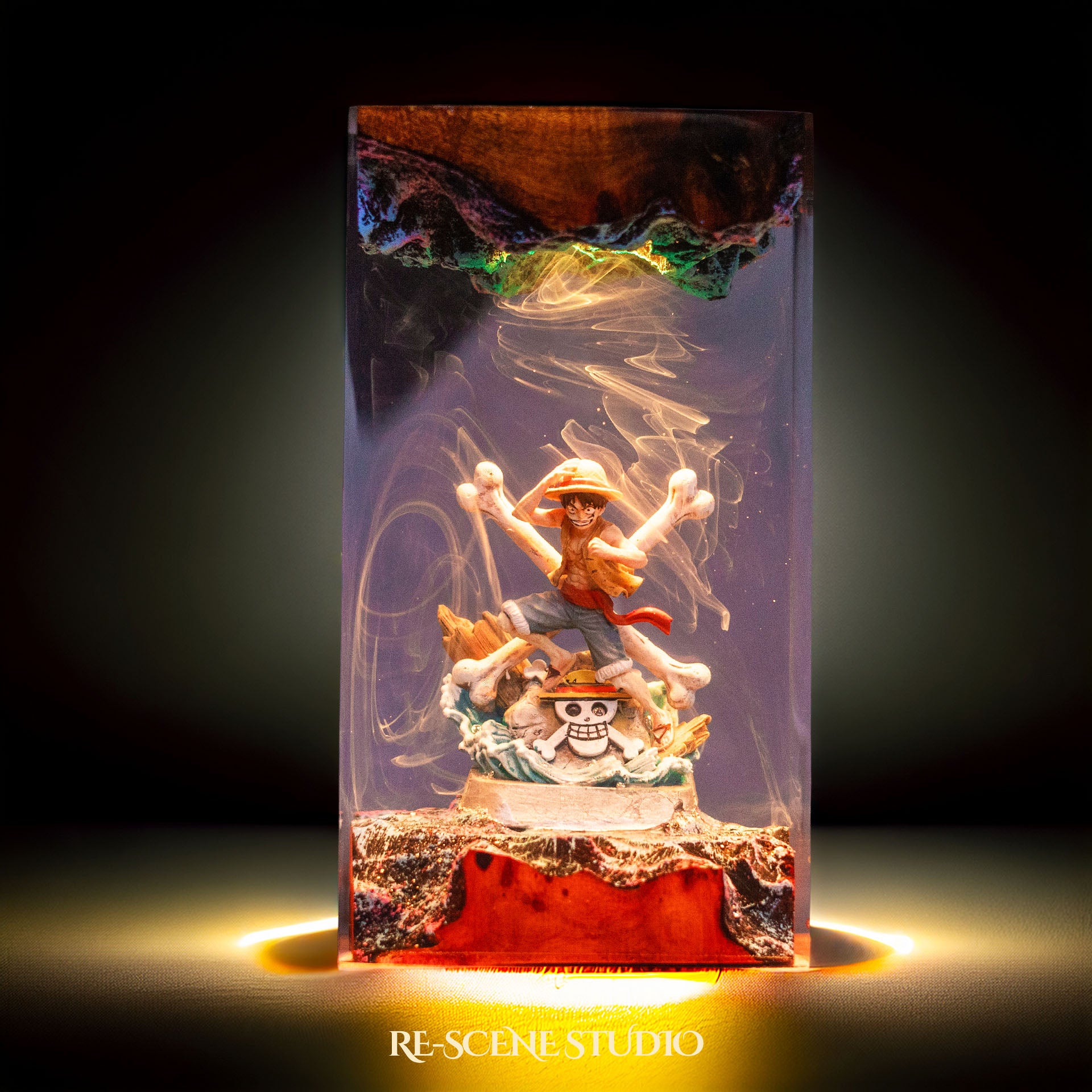 Luffy Resin Lamp V8 — Side Profile View | Handmade Pop-Culture Resin Art, Perfect Themed Gift