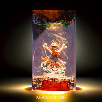 Luffy Resin Lamp V8 — Side Profile View | Handmade Pop-Culture Resin Art, Perfect Themed Gift