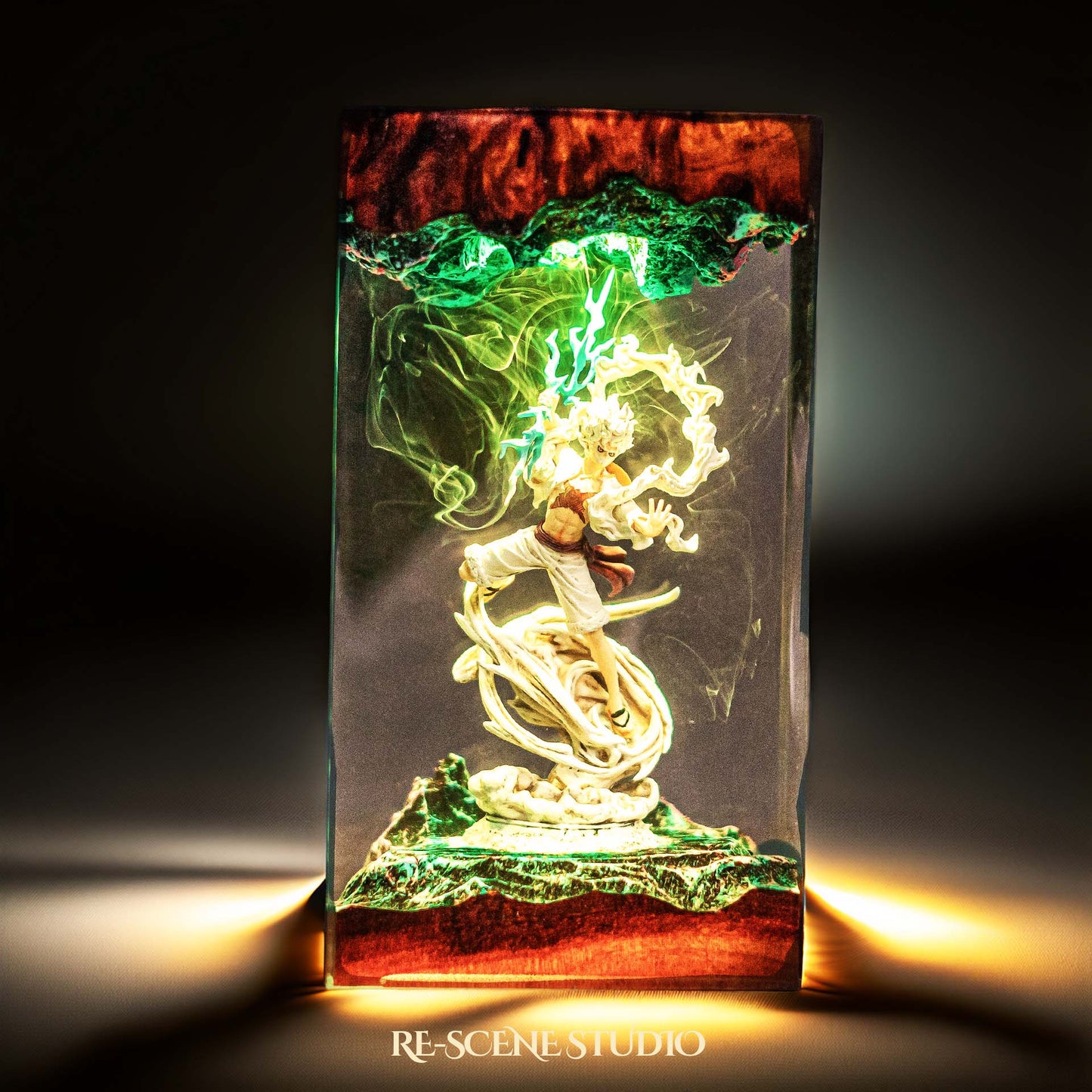 Luffy Resin Lamp V6 — Closeup Detail | Original Epoxy Resin Sculpture with Built-in LED Glow