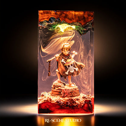 Luffy Resin Lamp V7 — Closeup Detail | Original Epoxy Resin Sculpture with Built-in LED Glow