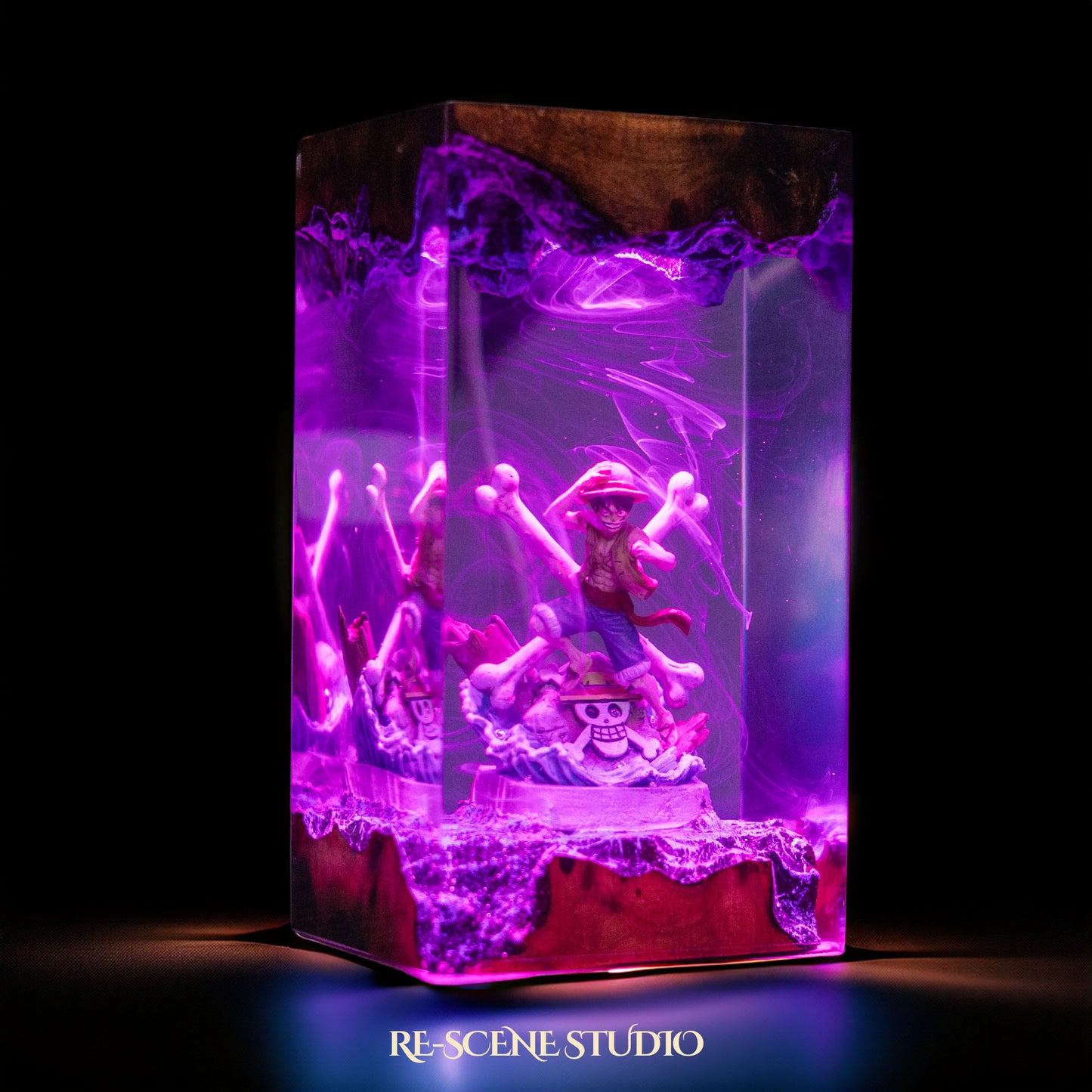 Luffy Resin Lamp V8 — Closeup Detail | Original Epoxy Resin Sculpture with Built-in LED Glow