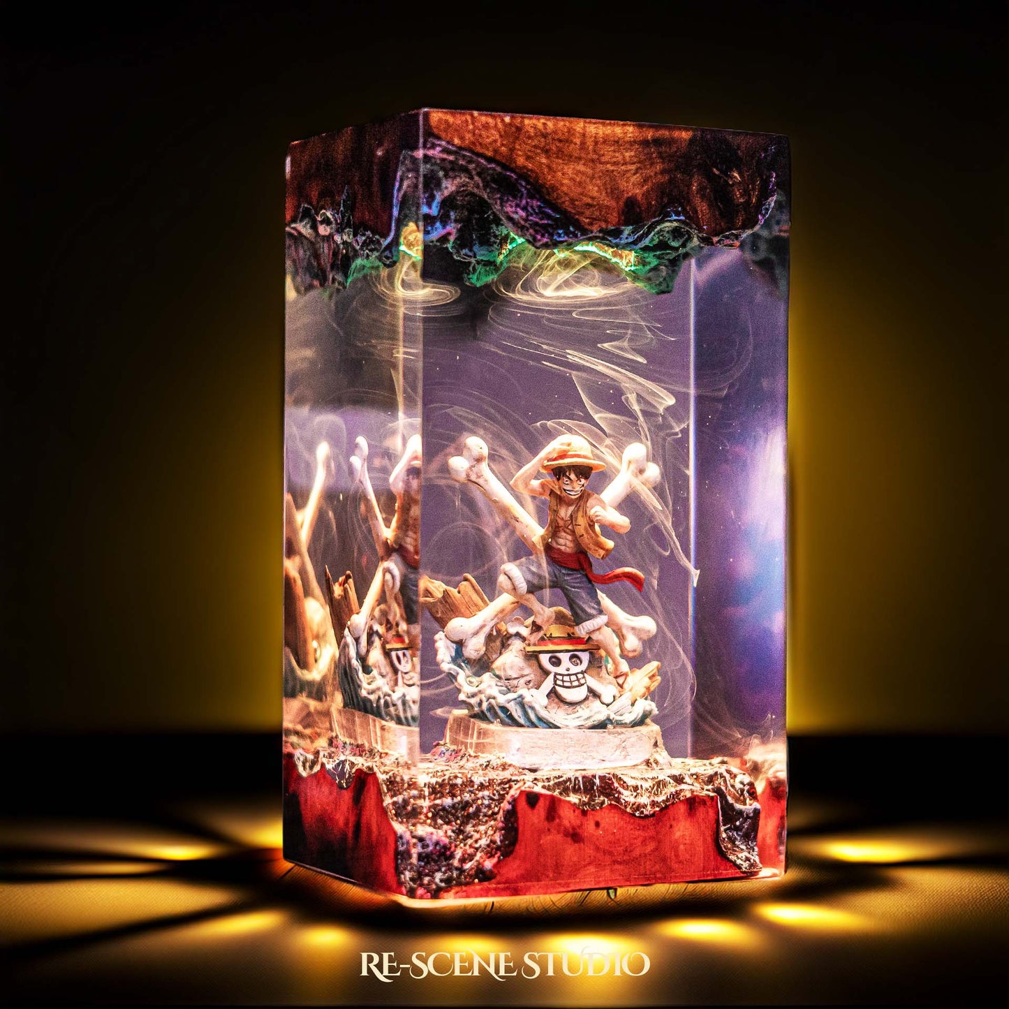Luffy Resin Lamp V8 — Display Setup | Artisan Resin Art Lamp, Ambient Light for Home or Office