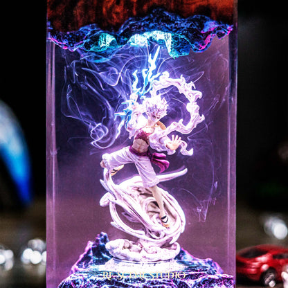 Luffy Resin Lamp V6 — Closeup Detail | Original Epoxy Resin Sculpture with Built-in LED Glow