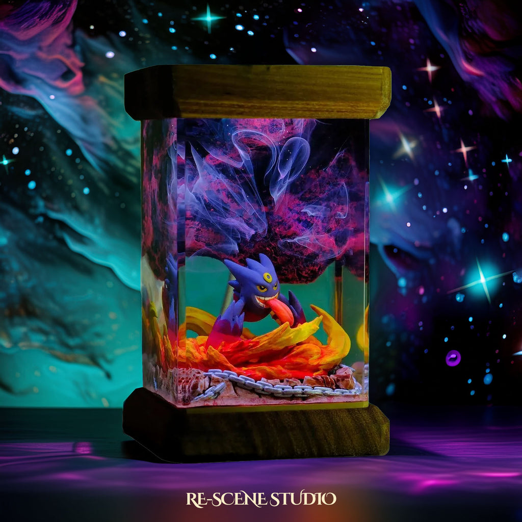 Mega Gengar Resin Epoxy Lamp Multicolor / Size M: 6 x 6 x 12 (cm) – Handmade Epoxy Resin Lamp by Rescene Studio | Rescene Studio
