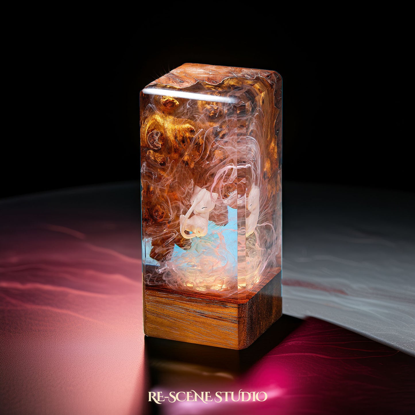Mew Resin Epoxy Lamp Multicolor / Size XL: 16 x 7 x 7 (cm) – Handmade Resin Lamp by Rescene Studio | Rescene Studio
