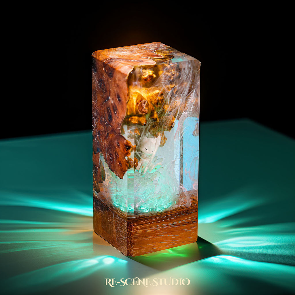 Mew Resin Epoxy Lamp Multicolor / Size XL: 16 x 7 x 7 (cm) – Handmade Epoxy Resin Lamp by Rescene Studio | Rescene Studio