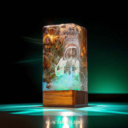 Mew Resin Epoxy Lamp Multicolor / Size XL: 16 x 7 x 7 (cm) – Handmade Resin Lamp by Rescene Studio | Rescene Studio