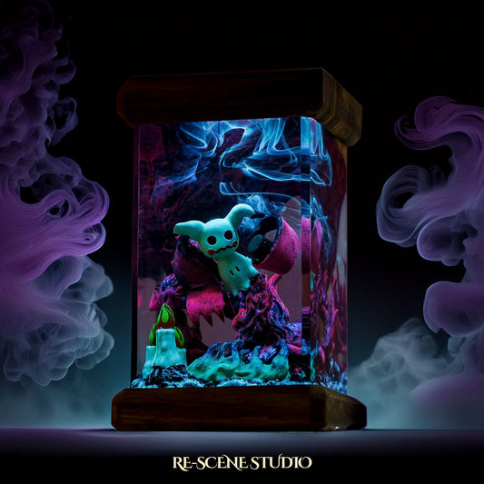 Mimikyu Resin Epoxy Lamp Multicolor / Size M: 6 x 6 x 12 (cm) – Handmade Resin Lamp by Rescene Studio | Rescene Studio