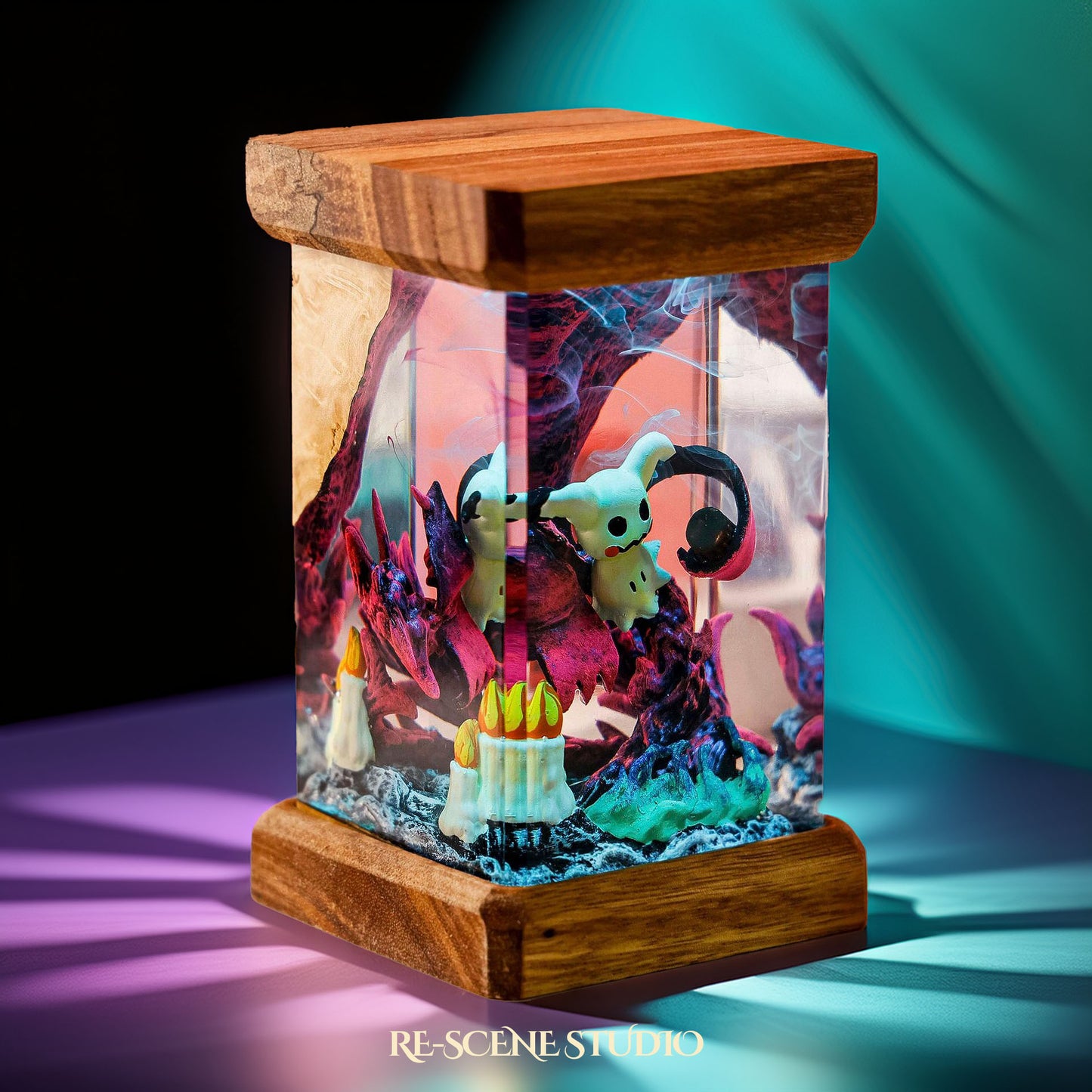 Mimikyu Resin Epoxy Lamp Multicolor / Size M: 6 x 6 x 12 (cm) – Handmade Resin Lamp by Rescene Studio | Rescene Studio