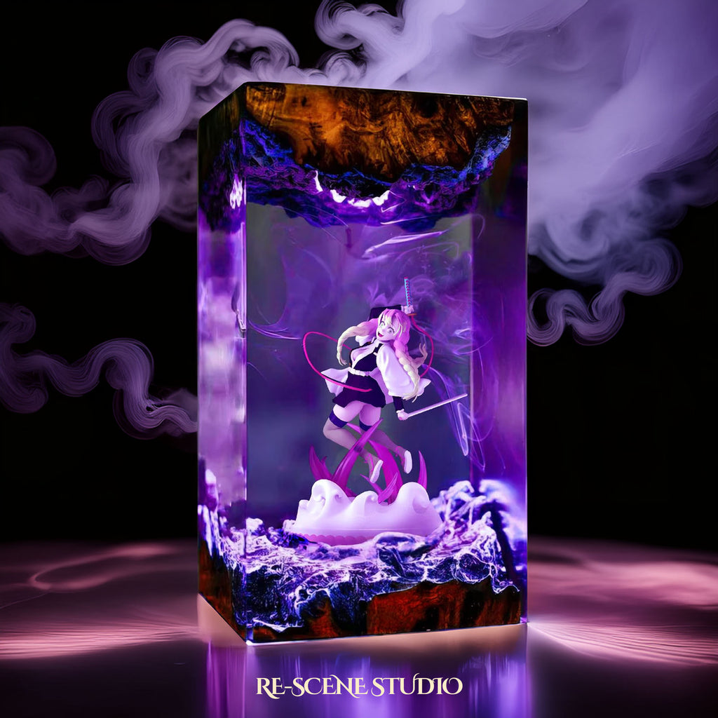 Mitsuri Resin Lamp 02 – Demon Slayer Multicolor / Size M: 7 x 13 x 7 (cm) – Handmade Epoxy Resin Lamp by Rescene Studio | Rescene Studio