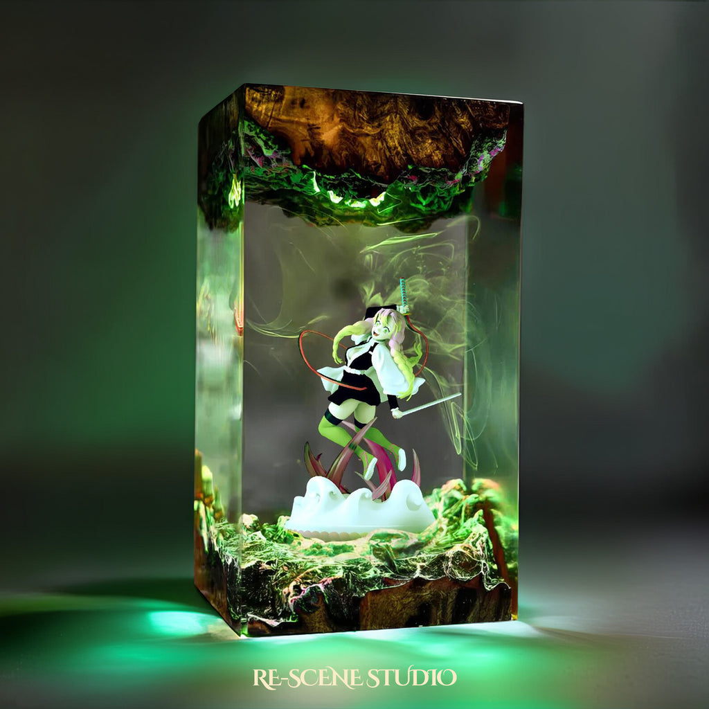Mitsuri Resin Lamp 02 – Demon Slayer Multicolor / Size M: 7 x 13 x 7 (cm) – Handmade Epoxy Resin Lamp by Rescene Studio | Rescene Studio