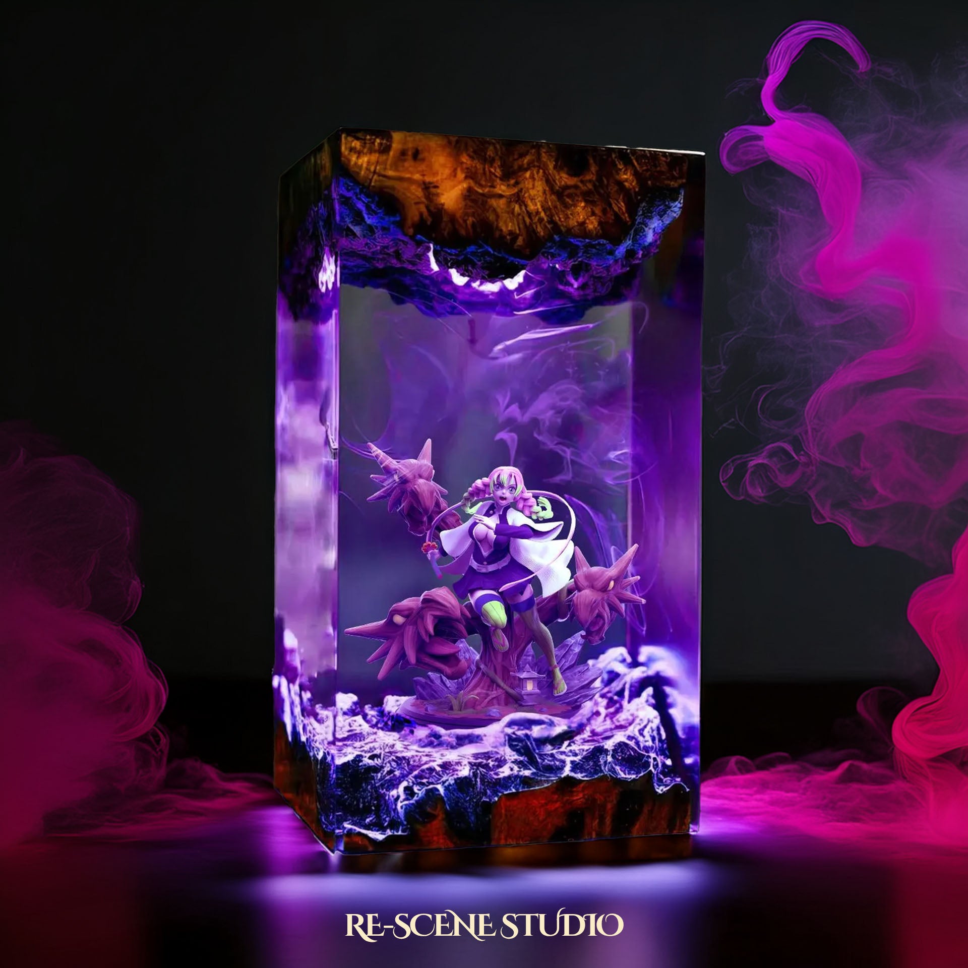 Mitsuri Resin Lamp 2 - Demon Slayer Multicolor / Size M – Handmade Epoxy Resin Lamp by Rescene Studio | Rescene Studio