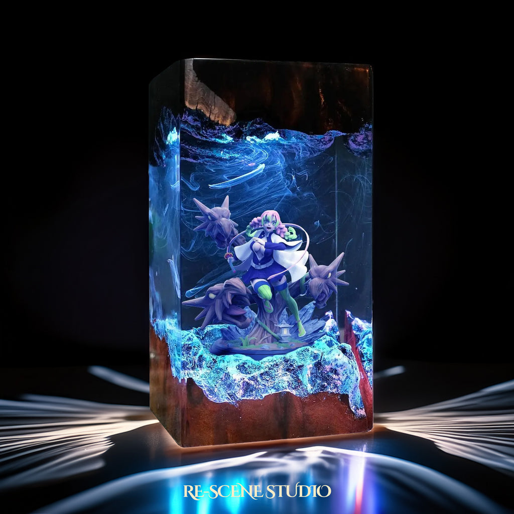 Mitsuri Resin Lamp 2 - Demon Slayer Multicolor / Size M – Handmade Epoxy Resin Lamp by Rescene Studio | Rescene Studio