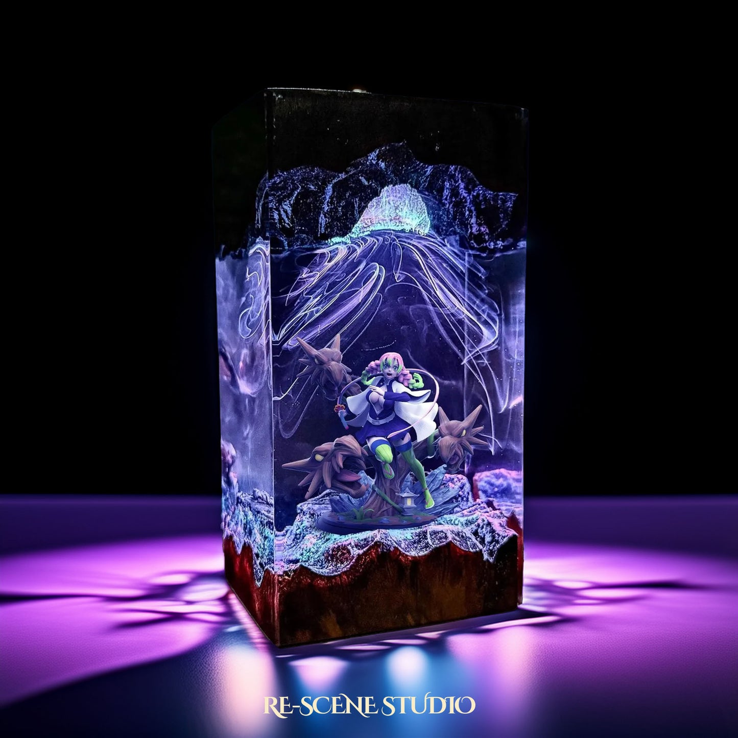 Mitsuri Resin Lamp 2 - Demon Slayer Multicolor / Size M – Handmade Resin Lamp by Rescene Studio | Rescene Studio