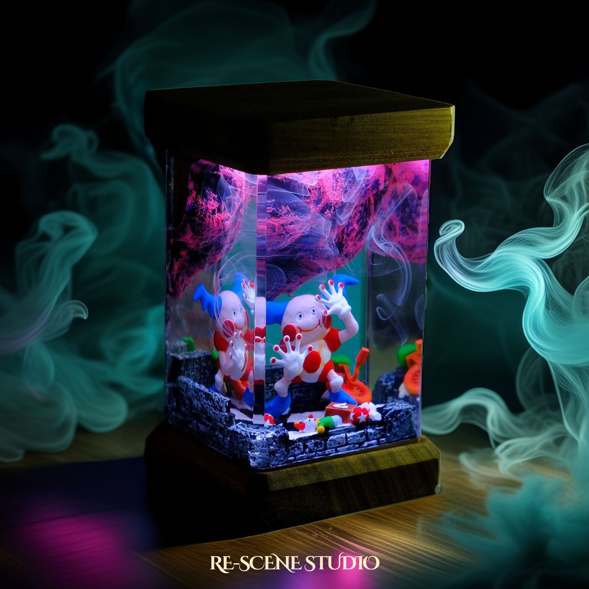 Mr. Mime Resin Epoxy Lamp Multicolor / Size M: 6 x 6 x 12 (cm) – Handmade Epoxy Resin Lamp by Rescene Studio | Rescene Studio