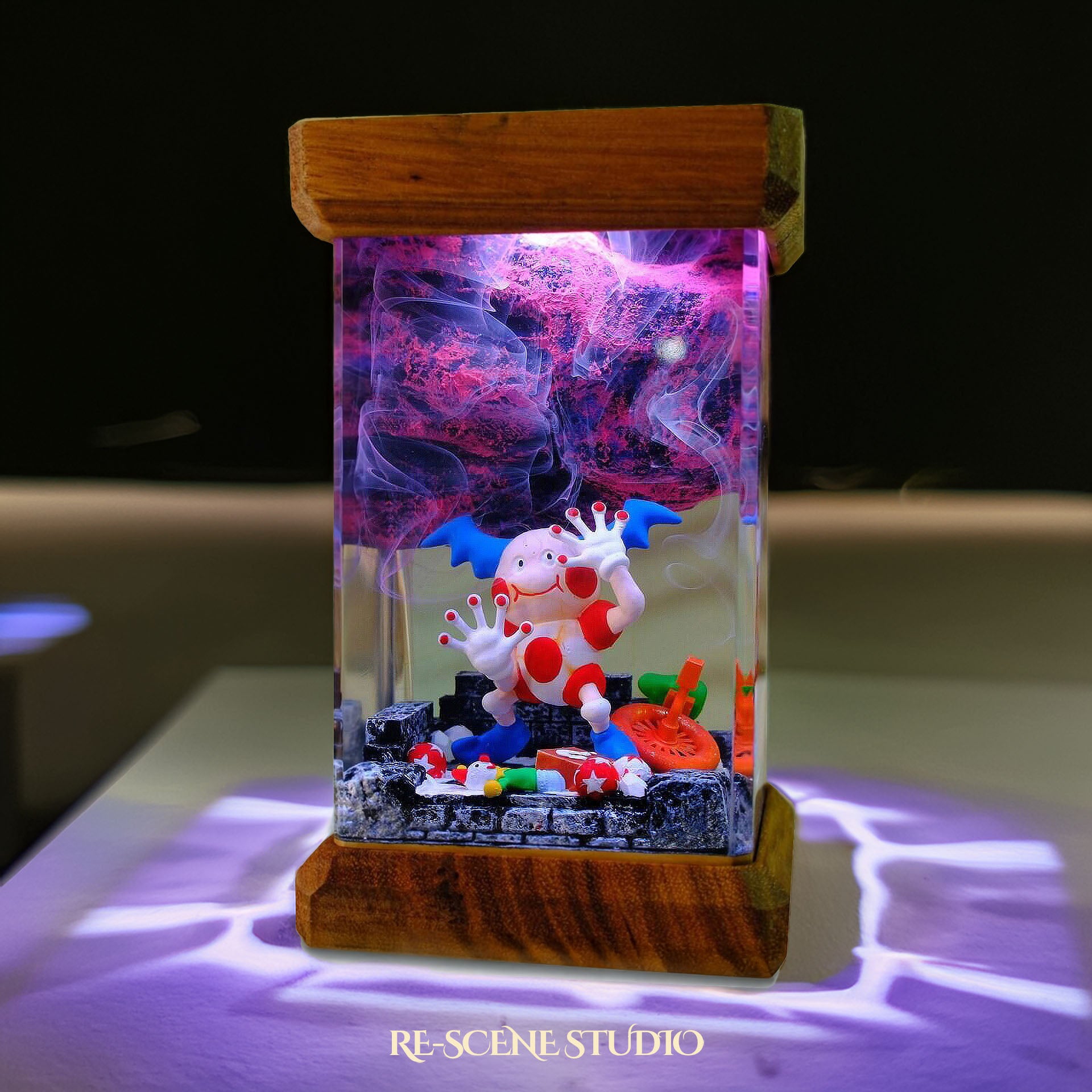 Mr. Mime Resin Epoxy Lamp Multicolor / Size M: 6 x 6 x 12 (cm) – Handmade Epoxy Resin Lamp by Rescene Studio | Rescene Studio