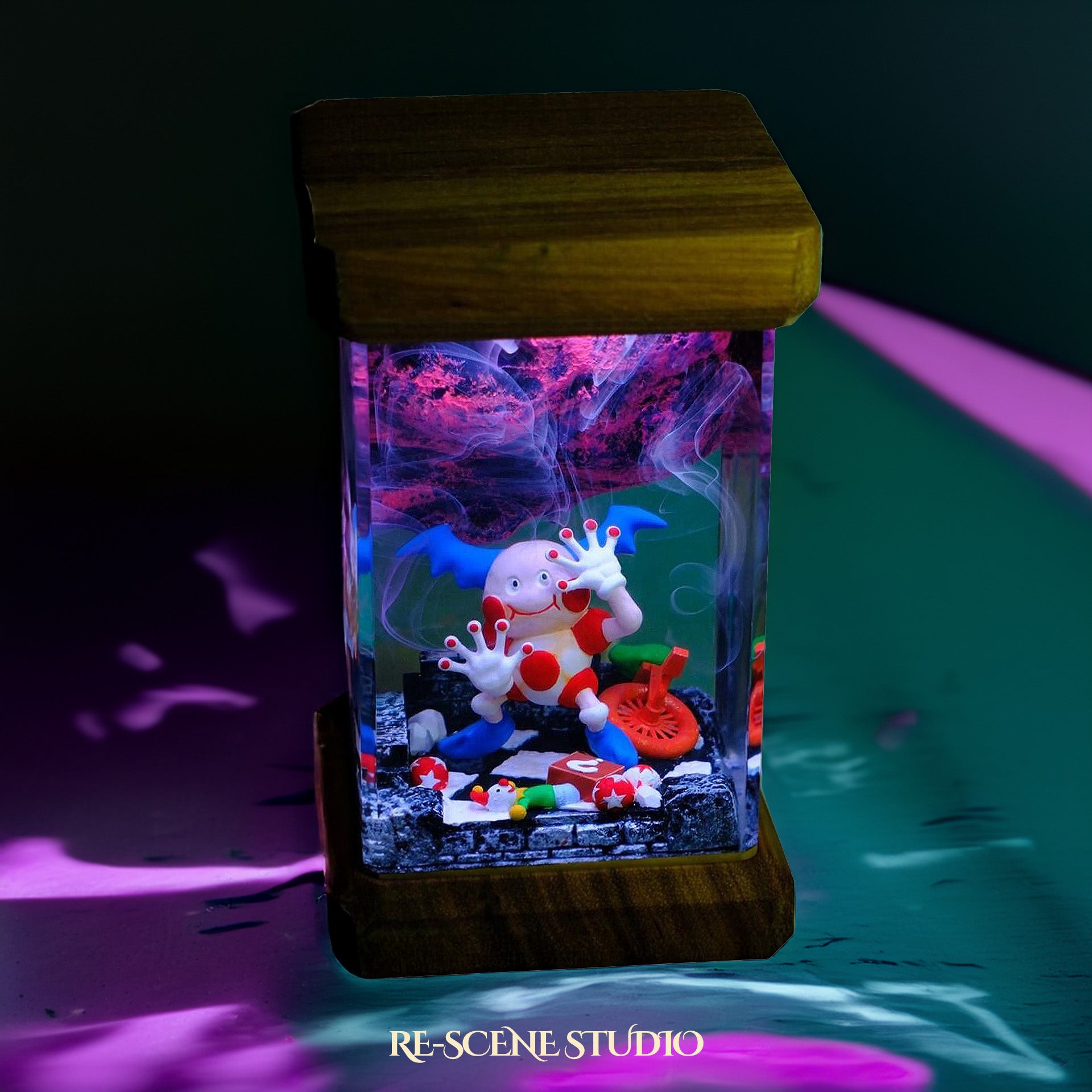 Mr. Mime Resin Epoxy Lamp Multicolor / Size M: 6 x 6 x 12 (cm) – Handmade Epoxy Resin Lamp by Rescene Studio | Rescene Studio