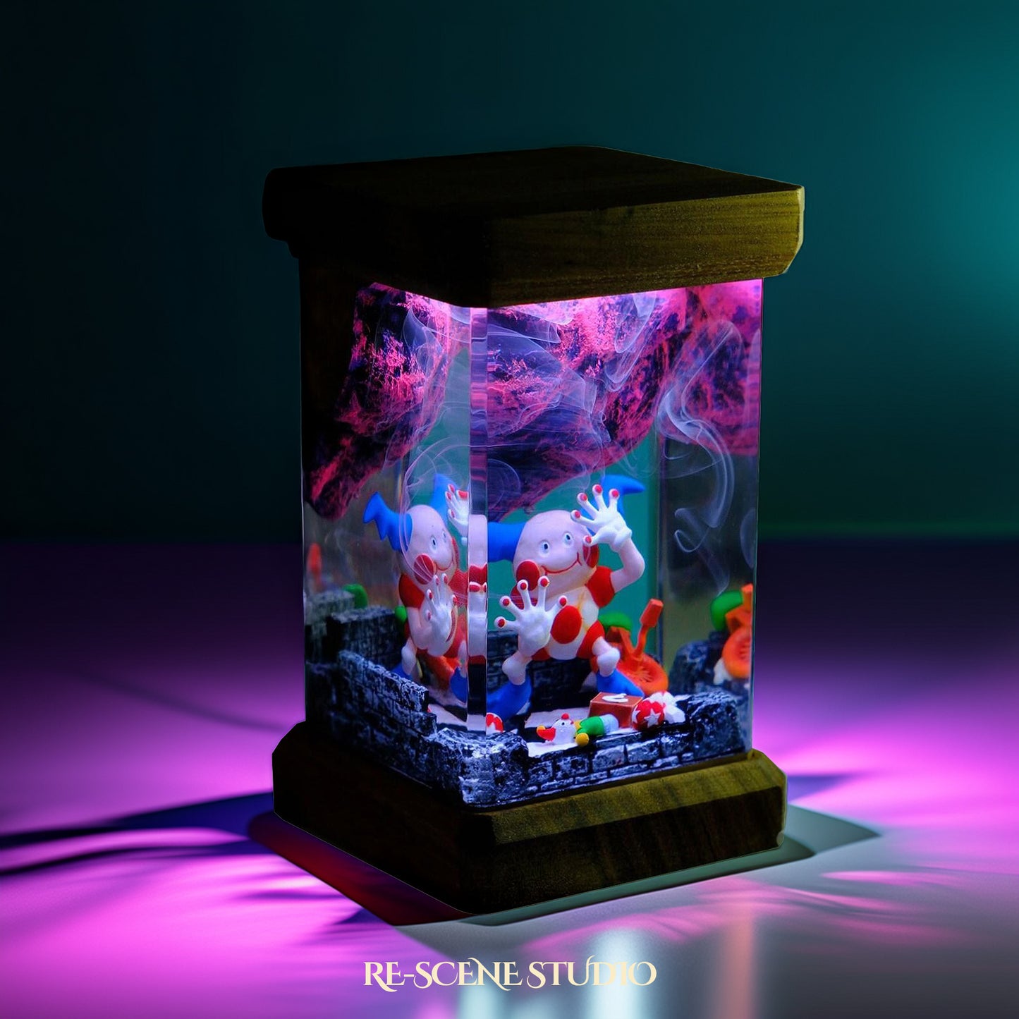 Mr. Mime Resin Epoxy Lamp Multicolor / Size M: 6 x 6 x 12 (cm) – Handmade Resin Lamp by Rescene Studio | Rescene Studio