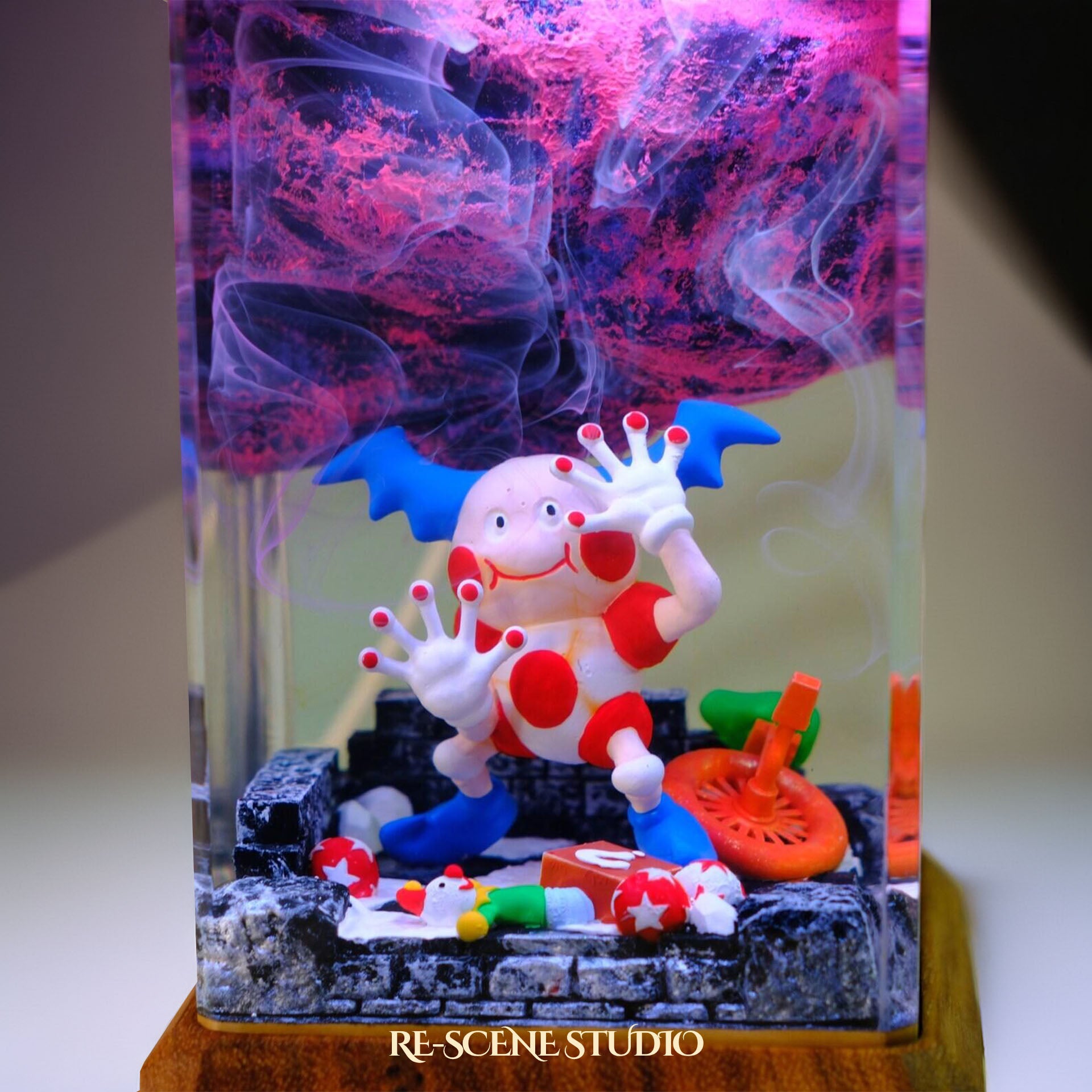 Mr. Mime Resin Epoxy Lamp Multicolor / Size M: 6 x 6 x 12 (cm) – Handmade Epoxy Resin Lamp by Rescene Studio | Rescene Studio