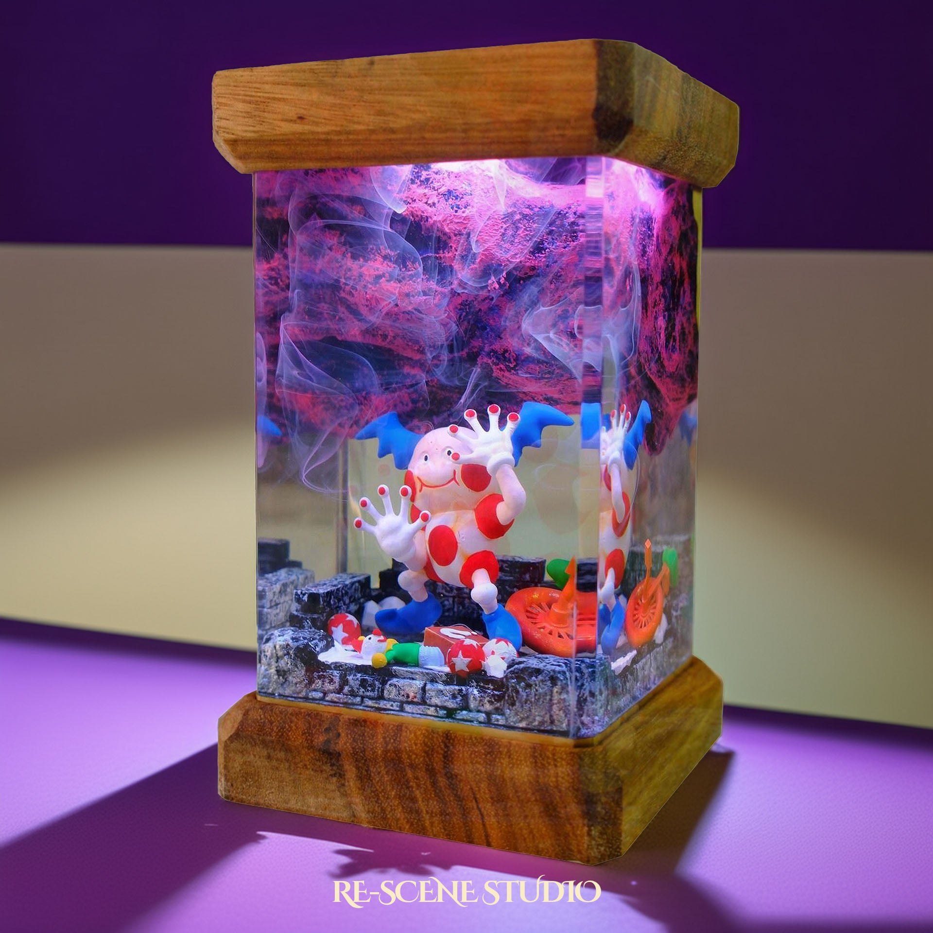 Mr. Mime Resin Epoxy Lamp Multicolor / Size M: 6 x 6 x 12 (cm) – Handmade Epoxy Resin Lamp by Rescene Studio | Rescene Studio