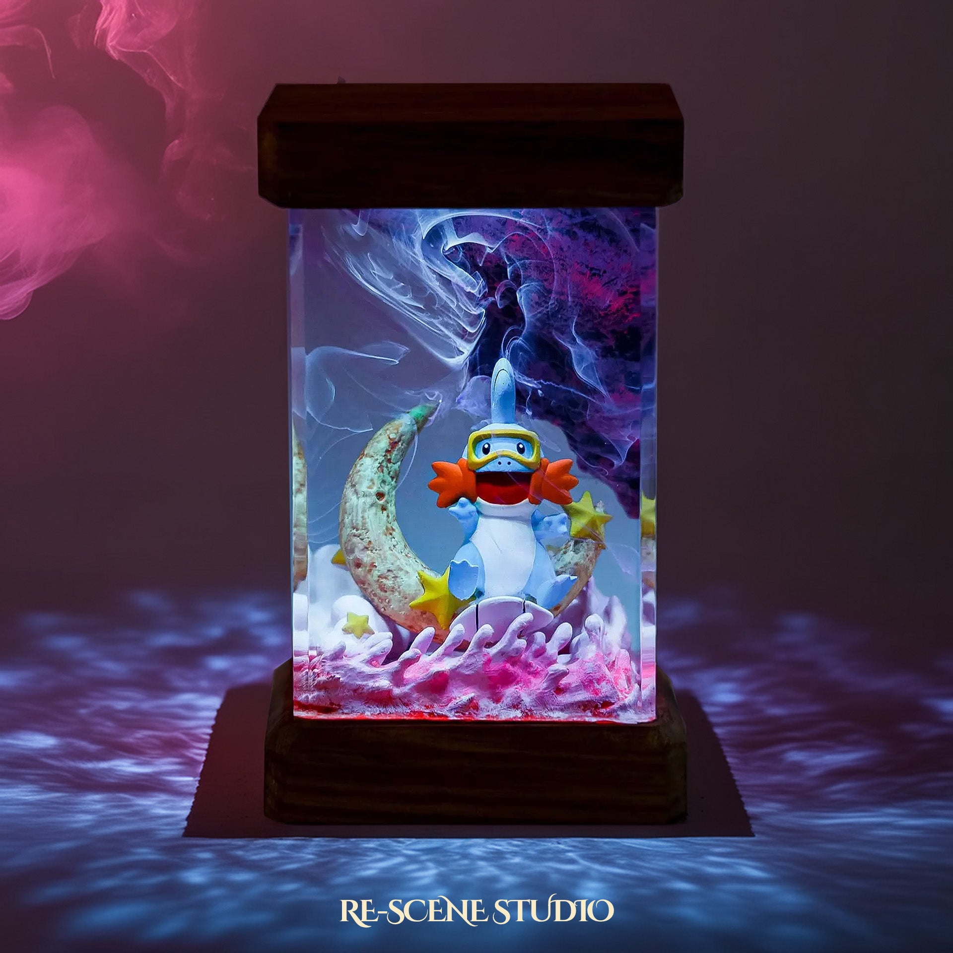 Mudkip Moonlight Resin Epoxy Lamp Multicolor / Size M: 6 x 6 x 12 (cm) – Handmade Epoxy Resin Lamp by Rescene Studio | Rescene Studio