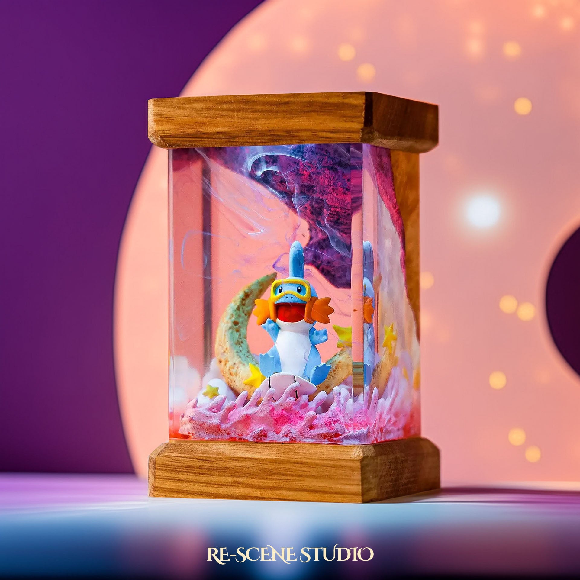 Mudkip Moonlight Resin Epoxy Lamp Multicolor / Size M: 6 x 6 x 12 (cm) – Handmade Epoxy Resin Lamp by Rescene Studio | Rescene Studio