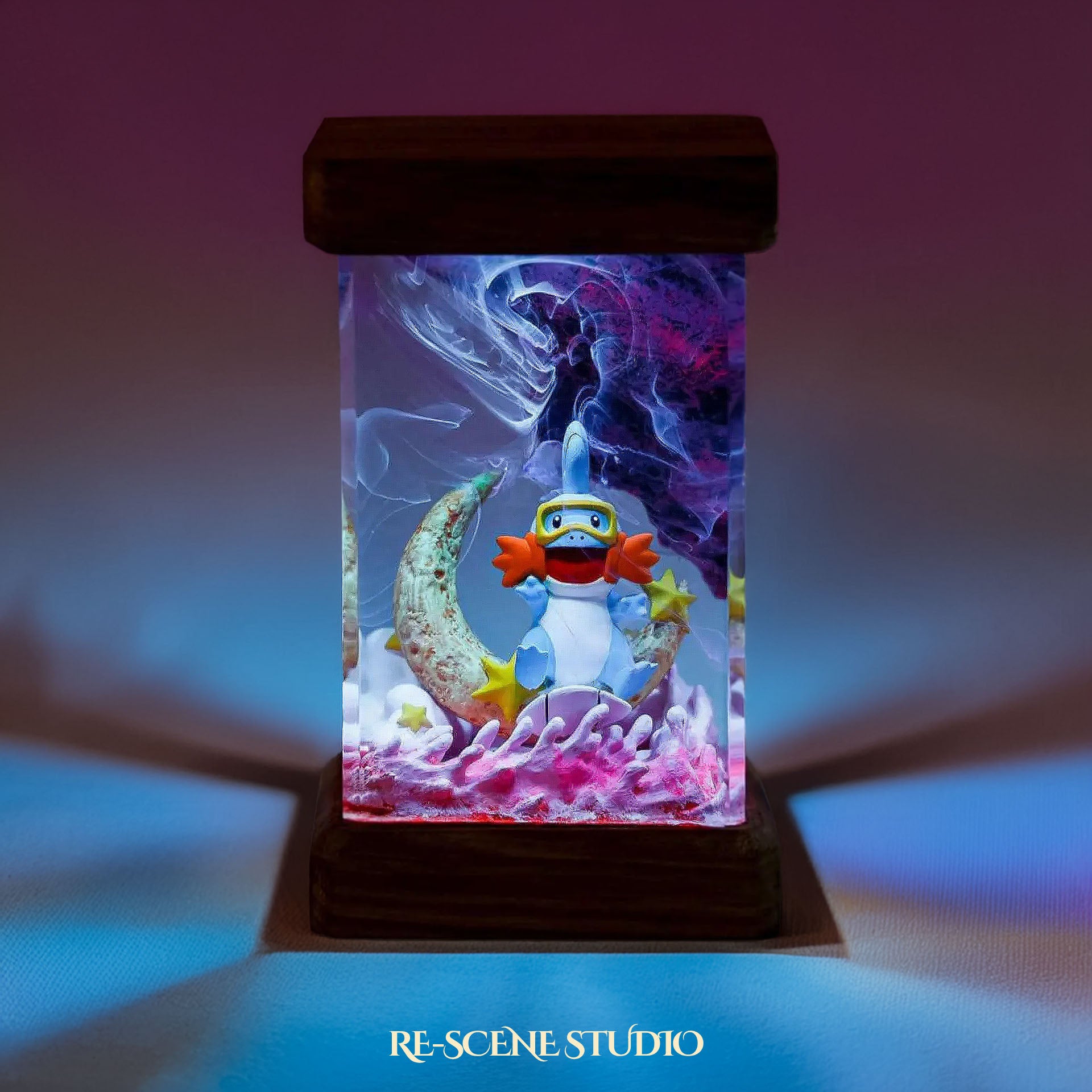 Mudkip Moonlight Resin Epoxy Lamp Multicolor / Size M: 6 x 6 x 12 (cm) – Handmade Epoxy Resin Lamp by Rescene Studio | Rescene Studio