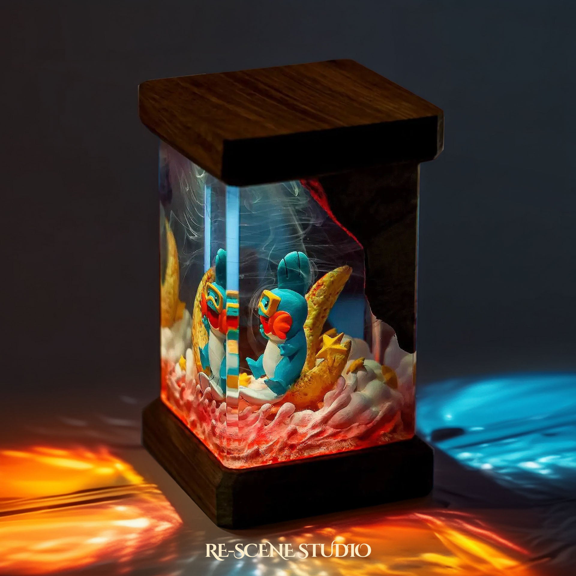 Mudkip Moonlight Resin Epoxy Lamp Multicolor / Size M: 6 x 6 x 12 (cm) – Handmade Epoxy Resin Lamp by Rescene Studio | Rescene Studio