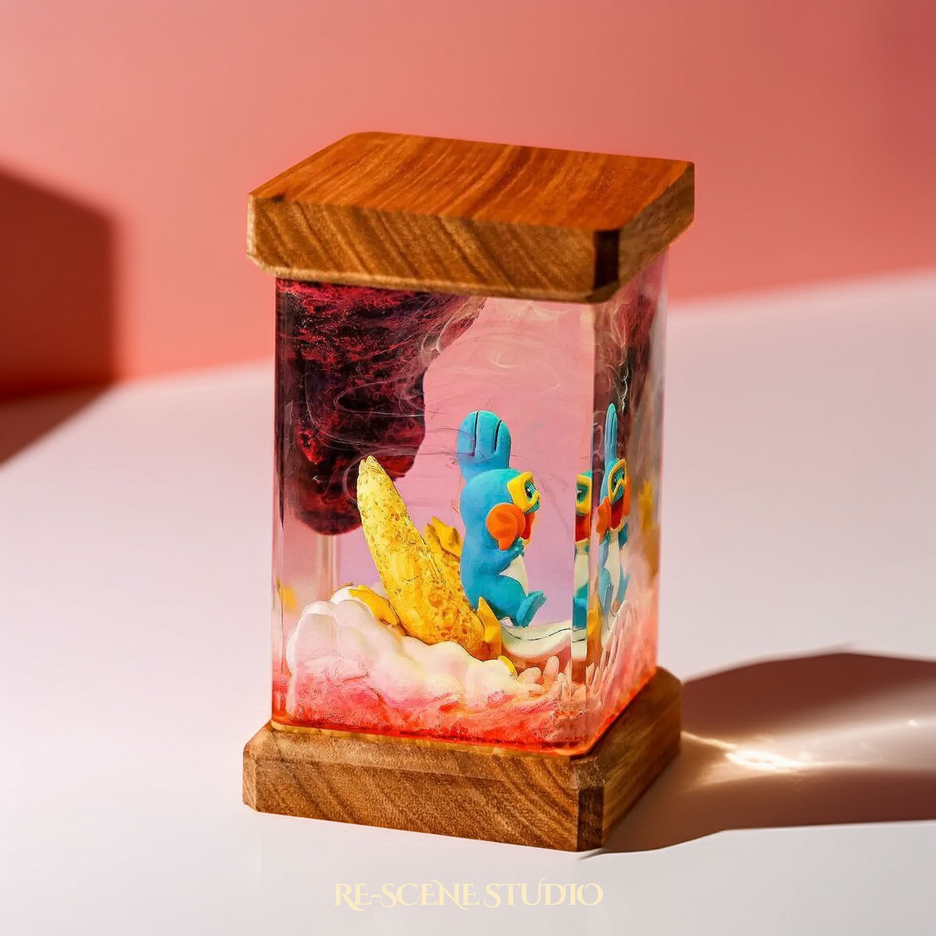 Mudkip Moonlight Resin Epoxy Lamp Multicolor / Size M: 6 x 6 x 12 (cm) – Handmade Epoxy Resin Lamp by Rescene Studio | Rescene Studio