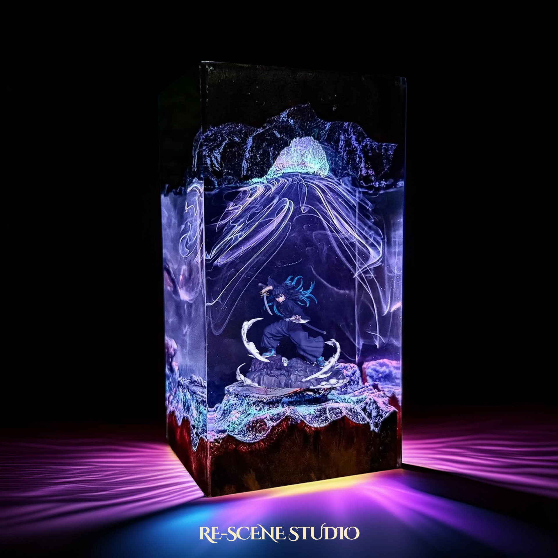 Muichiro Tokito Resin Lamp - Demon Slayer Multicolor / Size M – Handmade Epoxy Resin Lamp by Rescene Studio | Rescene Studio