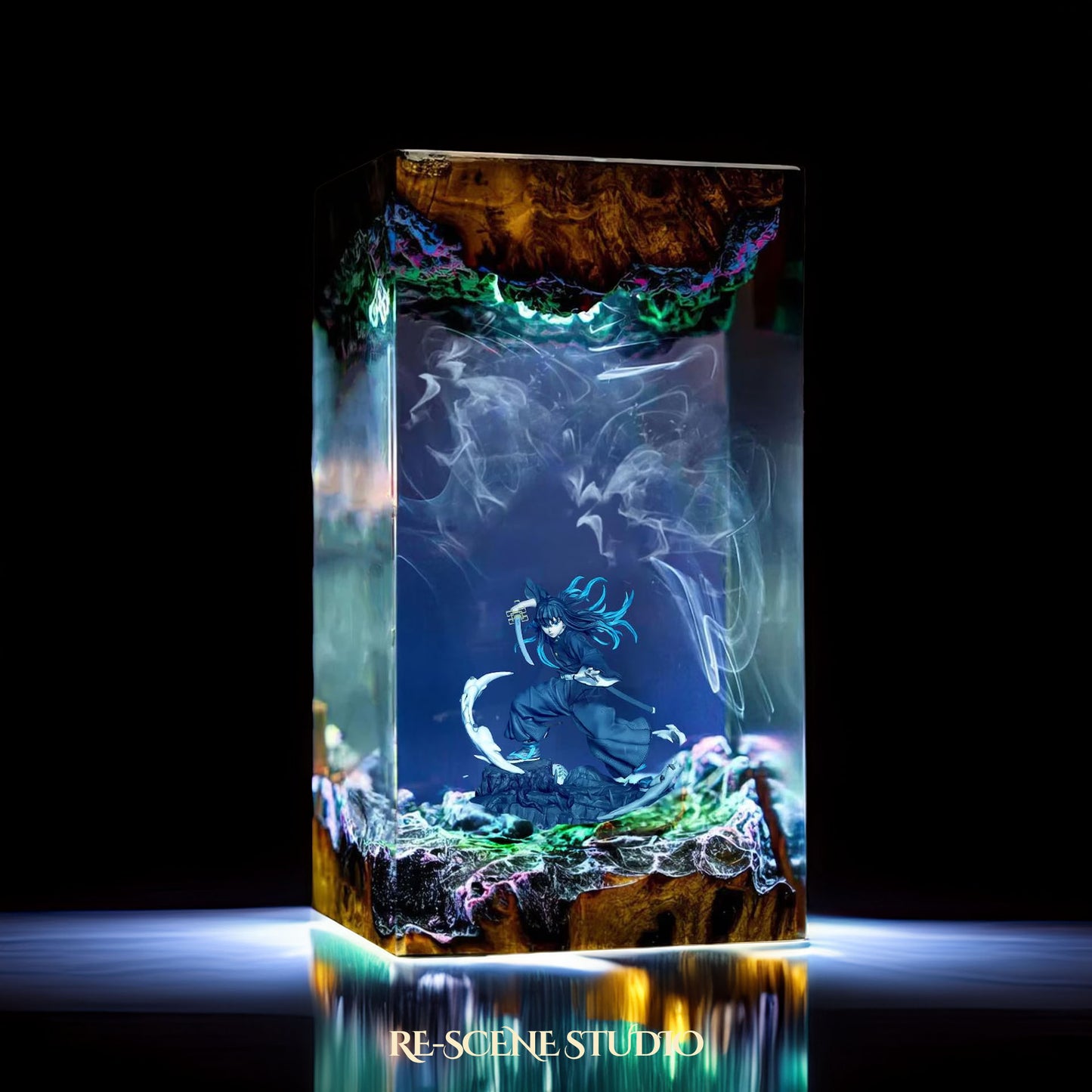 Muichiro Tokito Resin Lamp - Demon Slayer Multicolor / Size M – Handmade Resin Lamp by Rescene Studio | Rescene Studio