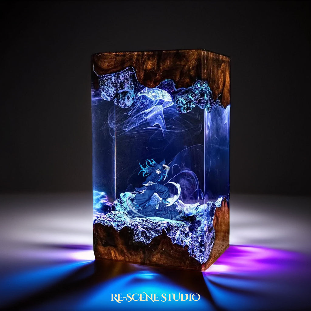 Muichiro Tokito Resin Lamp - Demon Slayer Multicolor / Size M – Handmade Epoxy Resin Lamp by Rescene Studio | Rescene Studio