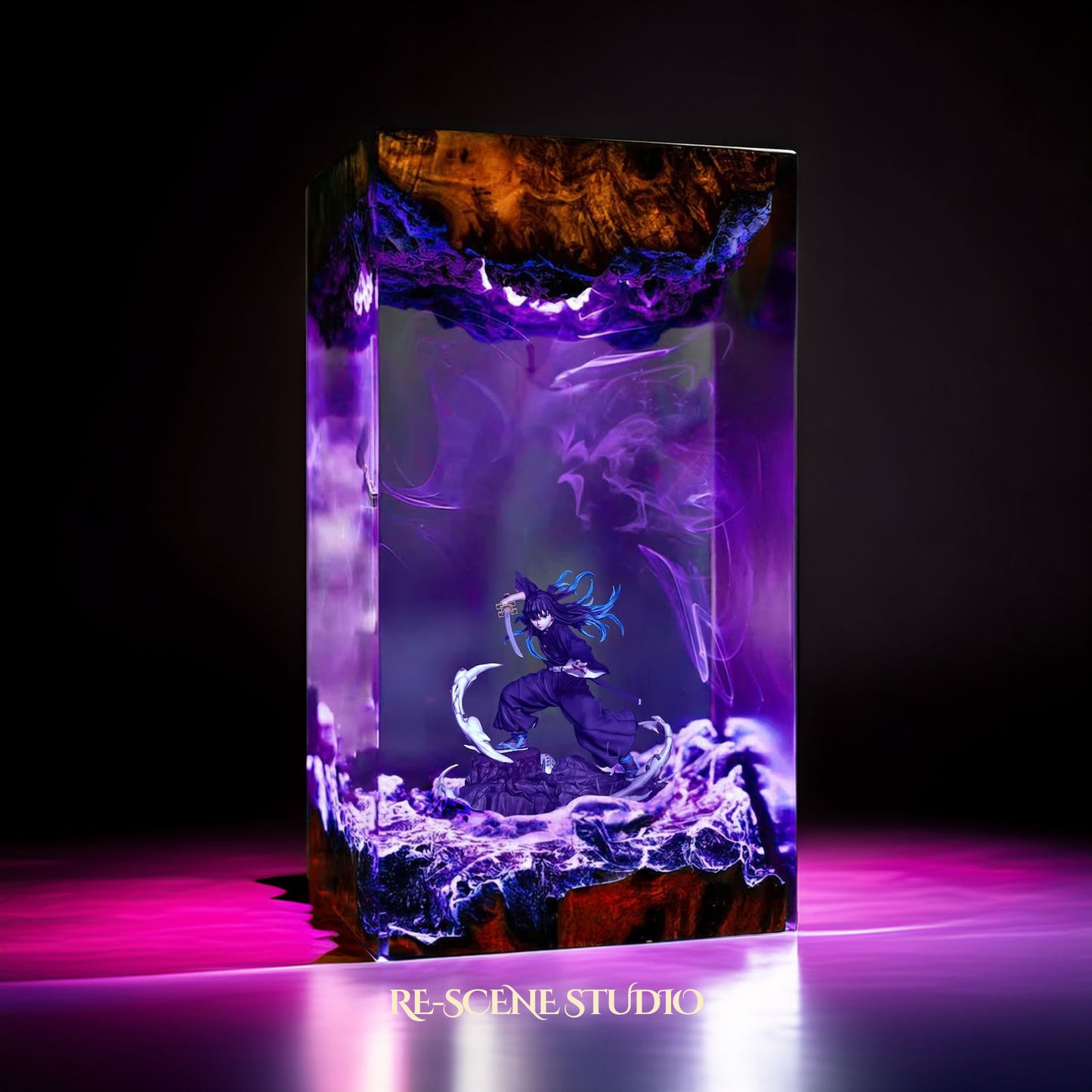 Muichiro Tokito Resin Lamp - Demon Slayer Multicolor / Size M – Handmade Resin Lamp by Rescene Studio | Rescene Studio