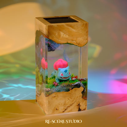 Bulbasaur Resin Epoxy Lamp Multicolor / Size XL: 8.5 x 8.5 x 16 (cm) – Handmade Resin Lamp by Rescene Studio | Rescene Studio