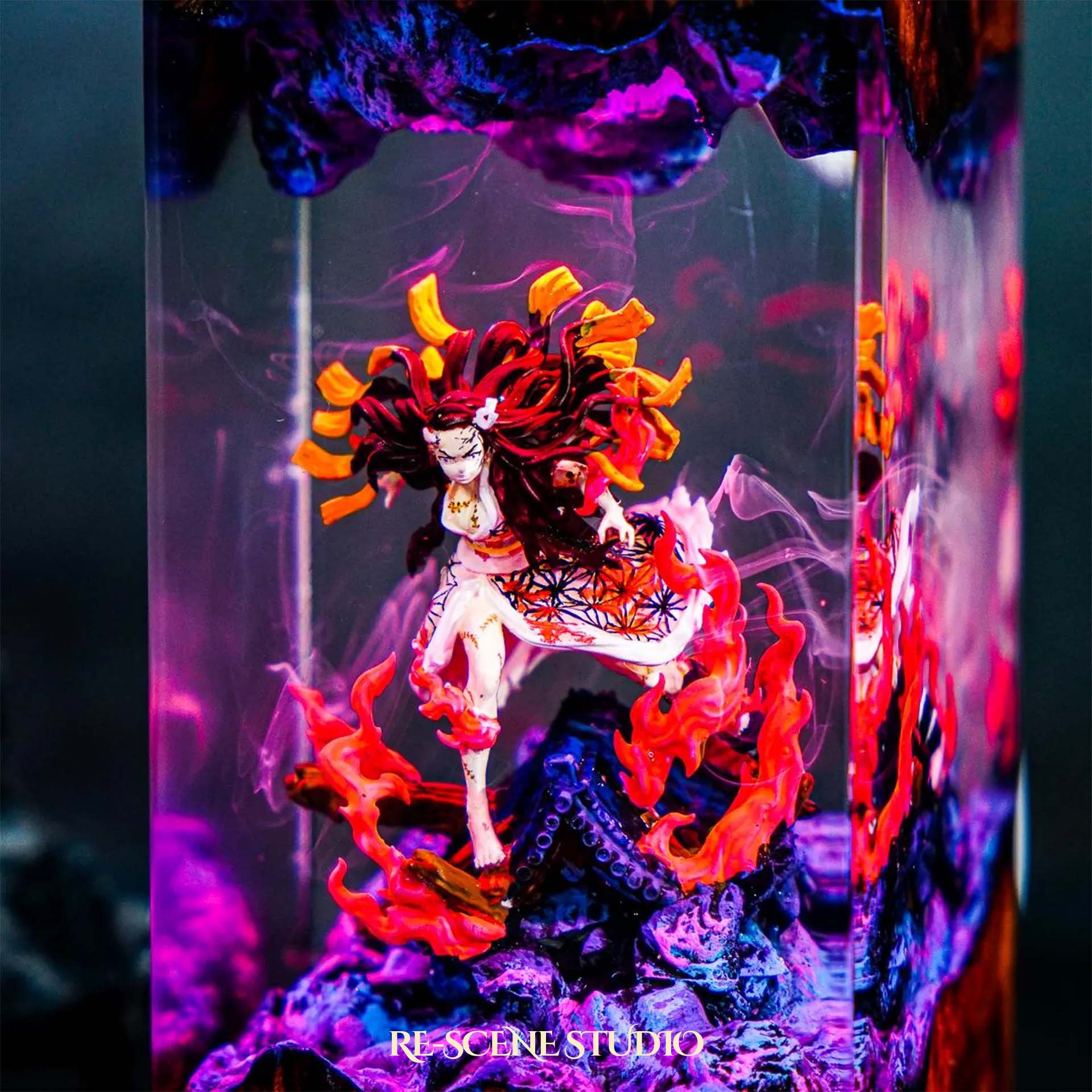 Nezuko Resin Lamp 4 - Demon Slayer Multicolor / Size M – Handmade Epoxy Resin Lamp by Rescene Studio | Rescene Studio