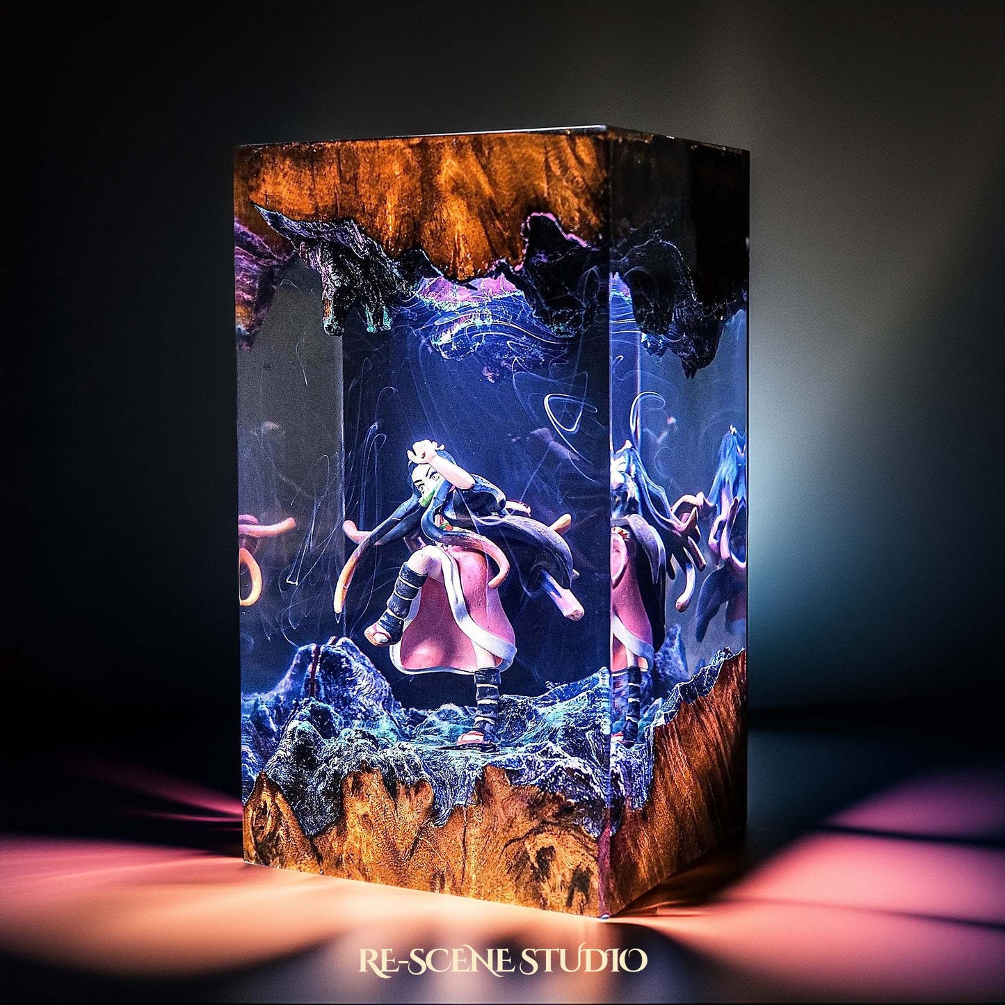 Nezuko Resin Lamp 01 - Demon Slayer Multicolor / Size M: 7 x 13 x 7 (cm) – Handmade Resin Lamp by Rescene Studio | Rescene Studio