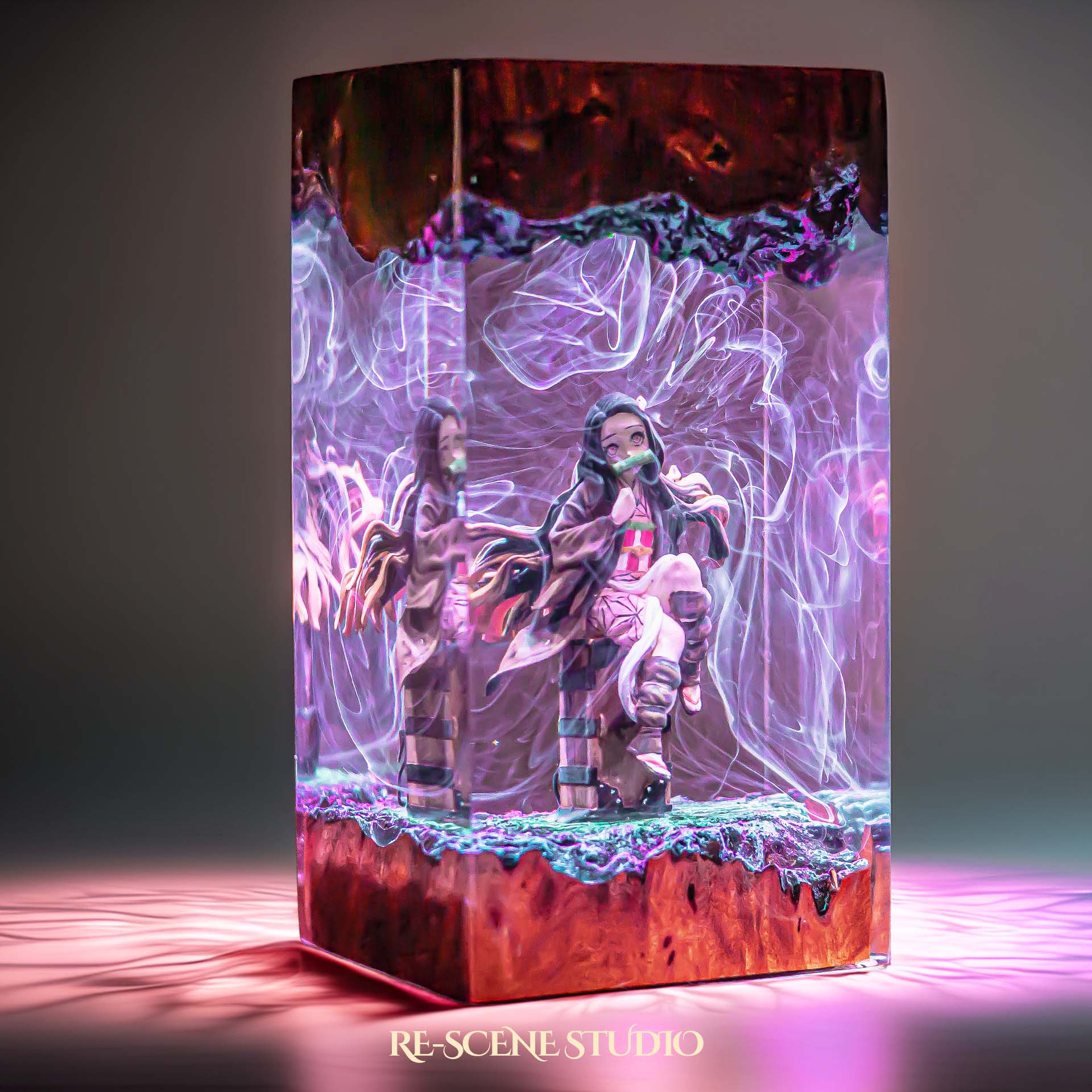 N.ezuko Resin Lamp 4 — Side Profile View | Handmade Pop-Culture Resin Art, Perfect Themed Gift
