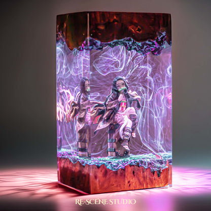 N.ezuko Resin Lamp 4 — Side Profile View | Handmade Pop-Culture Resin Art, Perfect Themed Gift