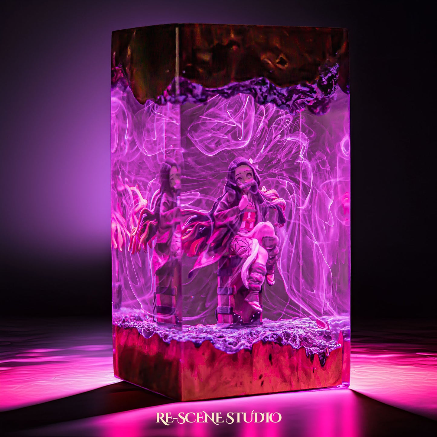 N.ezuko Resin Lamp 4 — Closeup Detail | Original Epoxy Resin Sculpture with Built-in LED Glow