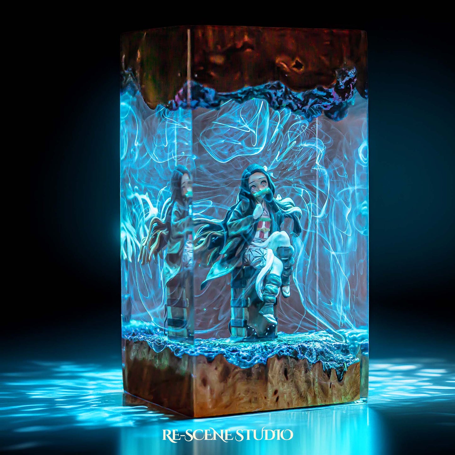 N.ezuko Resin Lamp 4 — Display Setup | Artisan Resin Art Lamp, Ambient Light for Home or Office