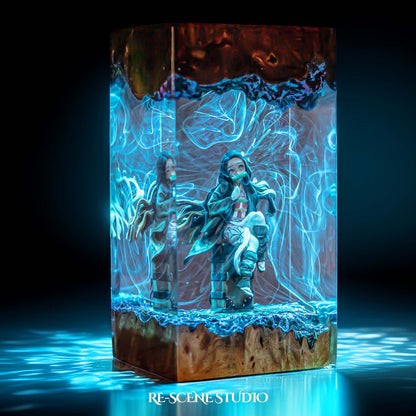 N.ezuko Resin Lamp 4 — Display Setup | Artisan Resin Art Lamp, Ambient Light for Home or Office